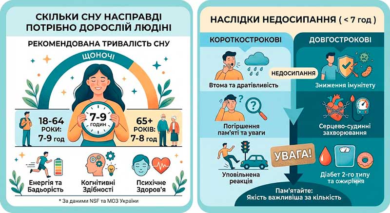 Скільки годин сну насправді потрібно дорослій людині